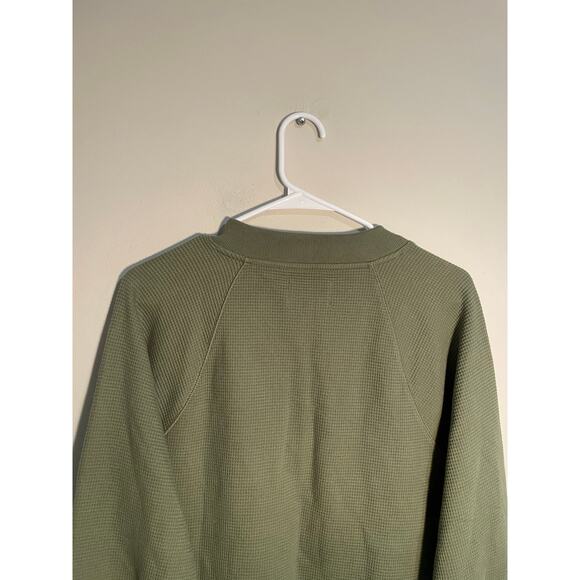 Madewell Textured Waffle V-Neck Henley Sweatshirt in Faded Palm Size Medium - Picture 7 of 11